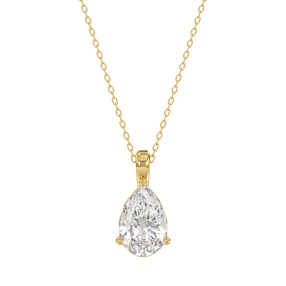 LADIES SOLITAIRE PENDANT WITH CHAIN 2CT PEAR DIAMOND 14K YELLOW GOLD 1 LADIES SOLITAIRE PENDANT WITH CHAIN 2CT PEAR DIAMOND 14K YELLOW GOLD - Image 1