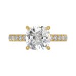 14K  YELLOW GOLD 3 1/2CT ROUND/CUSHION DIAMOND LADIES RING (CENTER STONE CUSHION DIAMOND 3CT) - Image 5