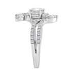 14K WHITE GOLD 1 1/2CT ROUND/MARQUISE/CUSHION DIAMOND LADIES RING (CENTER STONE CUSHION DIAMOND 1/2CT) - Image 3