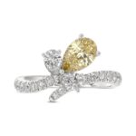 14K WHITE GOLD 1 3/4CT ROUND/PEAR/YELLOW PEAR DIAMOND LADIES RING (CENTER STONE PEAR DIAMOND 1CT) - Image 5
