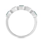 14K White Gold 1.00 CT Green Emerald & White Diamond Alternating Band Ring - Image 3