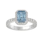 14K WHITE GOLD 1.00CT ROUND/RADIANT DIAMOND LADIES RING (CENTER STONE BLUE RADIANT DIAMOND 3.00CT)
