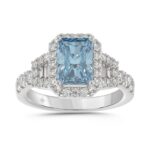 14K WHITE GOLD 2 3/4CT ROUND/BAGUETTE/RADIANT DIAMOND LADIES RING (CENTER STONE BLUE RADIANT DIAMOND 2.00CT)