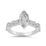 14K WHITE GOLD 2 3/4CT ROUND/MARQUISE DIAMOND LADIES RING (CENTER STONE MARQUISE DIAMOND 2CT)