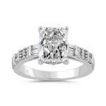 14K WHITE GOLD 3 1/2CT ROUND/BAGUETTE/RADIANT DIAMOND LADIES RING