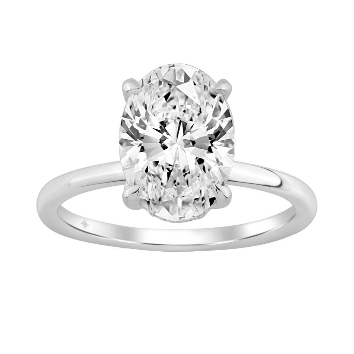 14K WHITE GOLD 3.00CT OVAL/ROUND DIAMOND LADIES RING (CENTER STONE OVAL DIAMOND 3.00CT) 1 14K WHITE GOLD 3.00CT OVAL/ROUND DIAMOND LADIES RING (CENTER STONE OVAL DIAMOND 3.00CT) - Image 1
