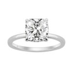 14K WHITE GOLD 3.00CT ROUND/CUSHION DIAMOND LADIES RING (CENTER STONE CUSHION DIAMOND 3CT)