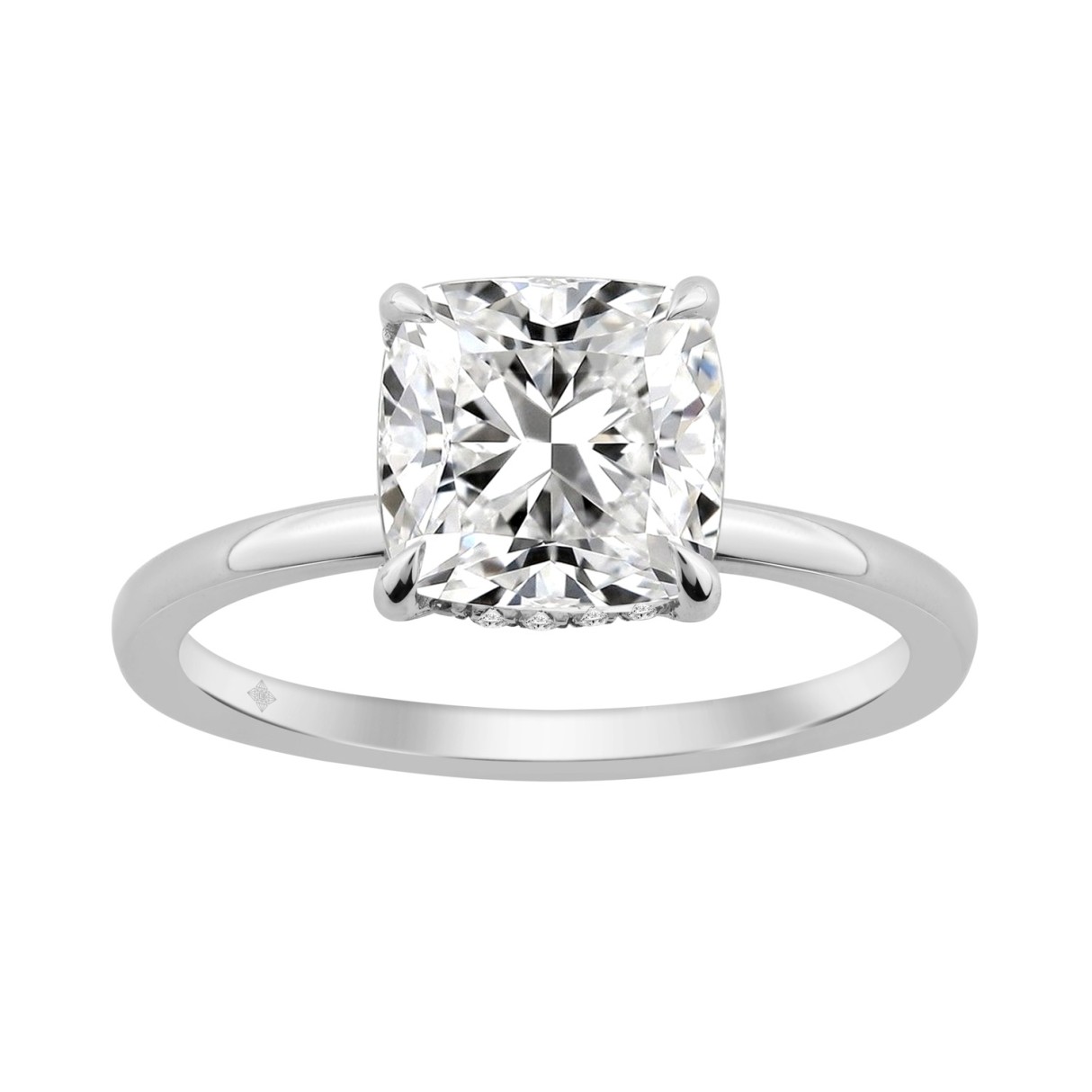 14K WHITE GOLD 3.00CT ROUND/CUSHION DIAMOND LADIES RING (CENTER STONE CUSHION DIAMOND 3CT) 1 14K WHITE GOLD 3.00CT ROUND/CUSHION DIAMOND LADIES RING (CENTER STONE CUSHION DIAMOND 3CT) - Image 1