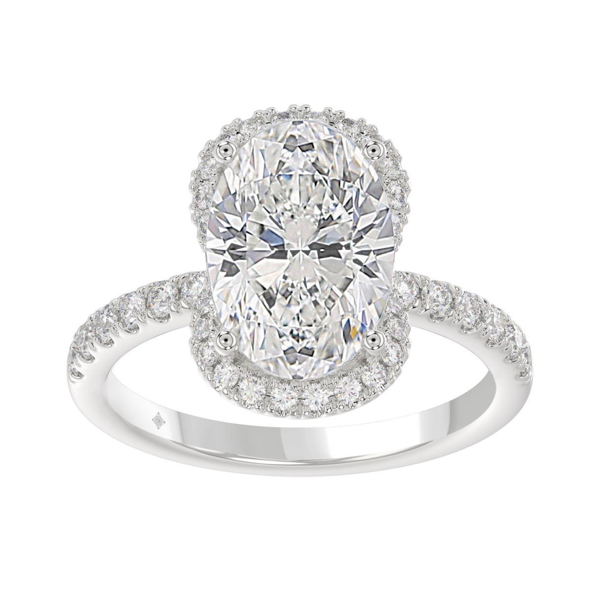 14K WHITE GOLD 4 1/2CT ROUND/OVAL DIAMOND LADIES RING (CENTER STONE OVAL DIAMOND 4.00CT & Color F-G Clarity VS1/VS2) 1 14K WHITE GOLD 4 1/2CT ROUND/OVAL DIAMOND LADIES RING (CENTER STONE OVAL DIAMOND 4.00CT & Color F-G Clarity VS1/VS2) - Image 1