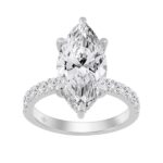 14K WHITE GOLD 4 3/4CT MARQUISE/ROUND DIAMOND LADIES RING (CENTER STONE MARQUISE DIAMOND 4CT)