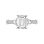 14K White Gold Emerald Cut Diamond Classic Bridal Ring for Ladies 4.00CT with Pear Round & Marquise Diamond 3.00CT Emerald Center stone (Color F-G - Image 5