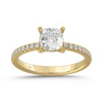 14K YELLOW GOLD 1 3/4CT ROUND/CUSHION DIAMOND LADIES RING (CENTER STONE CUSHION DIAMOND 1 1/2CT)