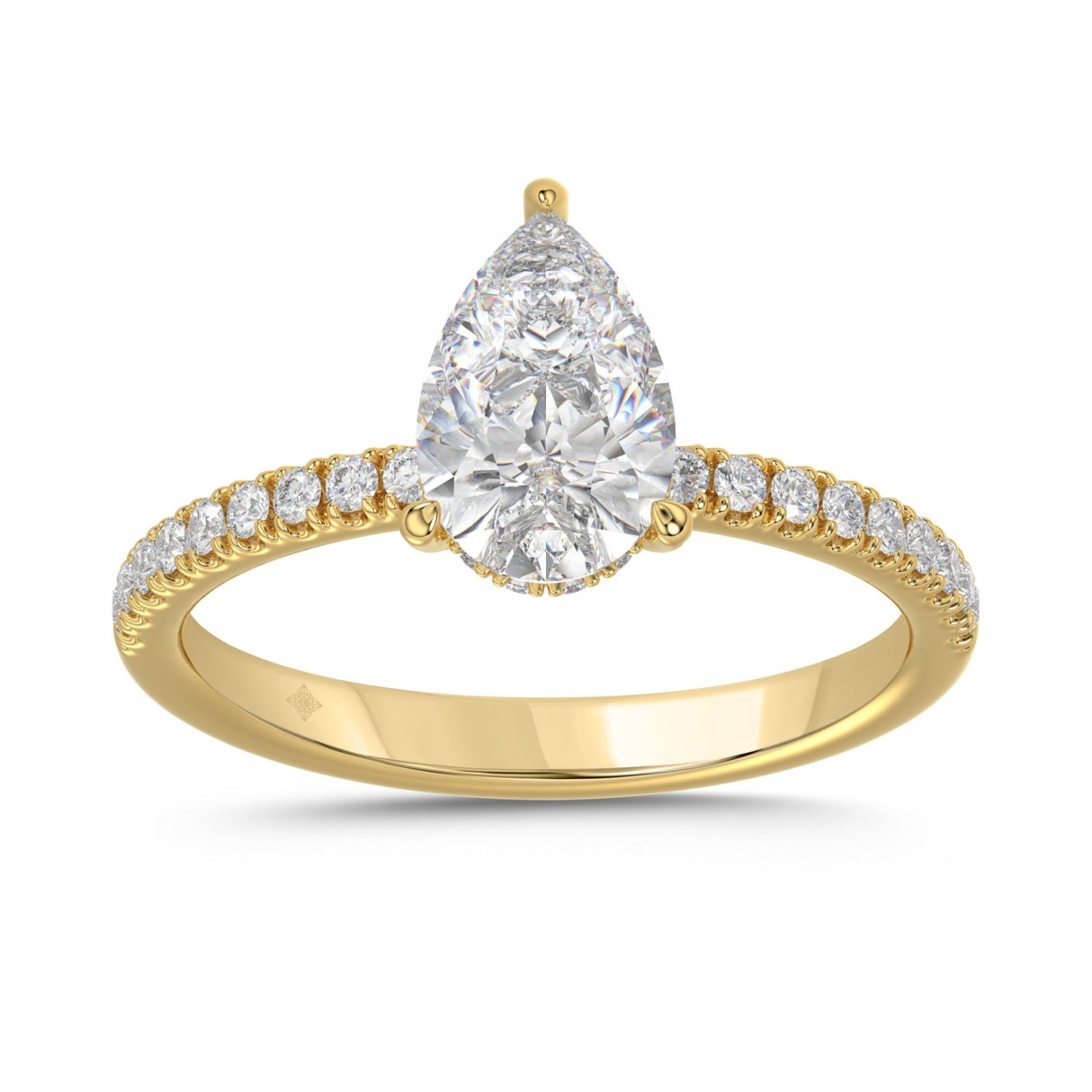 14K YELLOW GOLD 1 3/4CT ROUND/PEAR DIAMOND LADIES RING (CENTER STONE PEAR DIAMOND 1 1/2CT) 1 14K YELLOW GOLD 1 3/4CT ROUND/PEAR DIAMOND LADIES RING (CENTER STONE PEAR DIAMOND 1 1/2CT) - Image 1