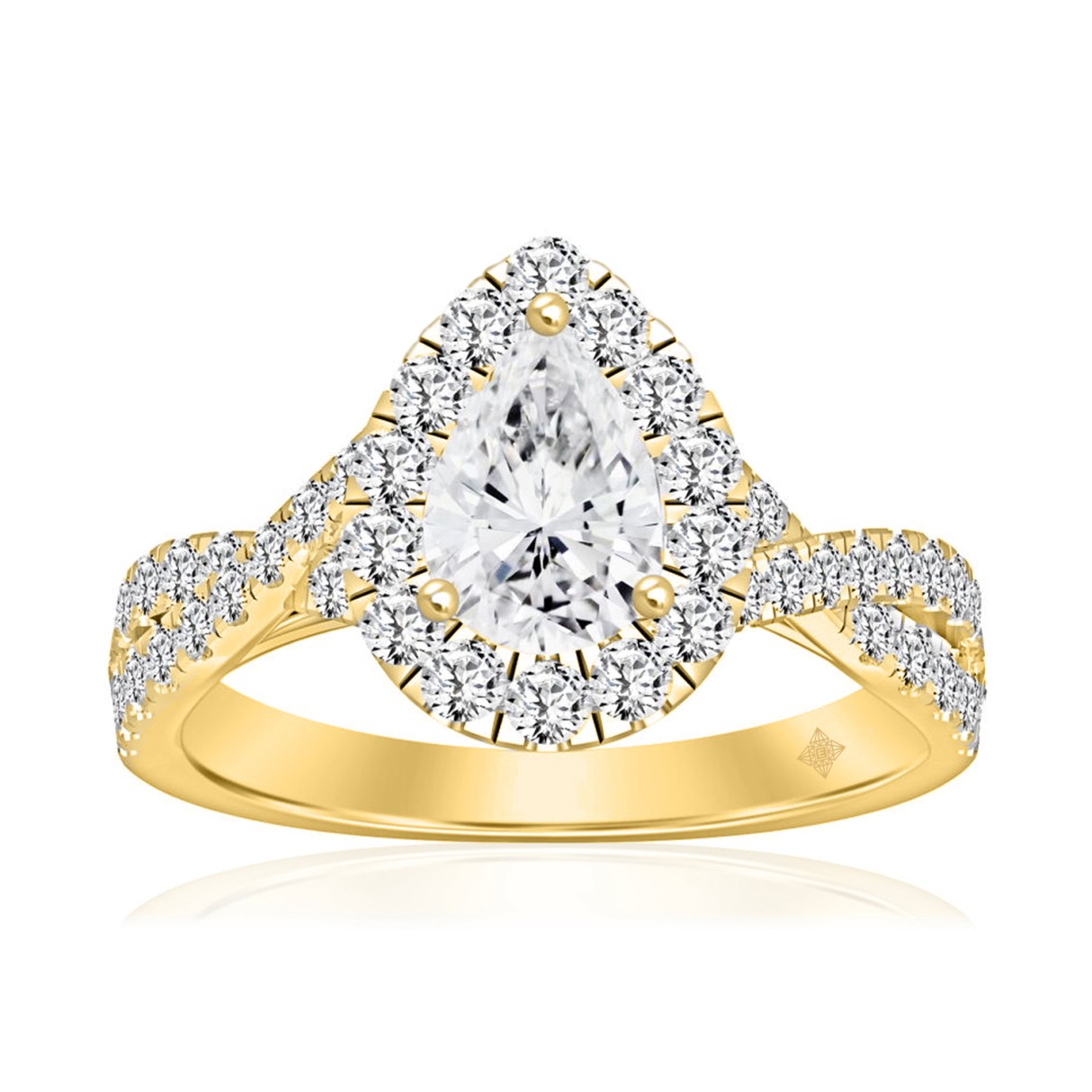 14K YELLOW GOLD 1 3/4CT ROUND/PEAR DIAMOND LADIES RING (CENTER STONE PEAR DIAMOND 1.00CT) 1 14K YELLOW GOLD 1 3/4CT ROUND/PEAR DIAMOND LADIES RING (CENTER STONE PEAR DIAMOND 1.00CT) - Image 1