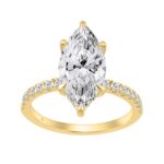 14K YELLOW GOLD 3 1/2CT MARQUISE/ROUND DIAMOND LADIES RING (CENTER STONE MARQUISE DIAMOND 3CT)