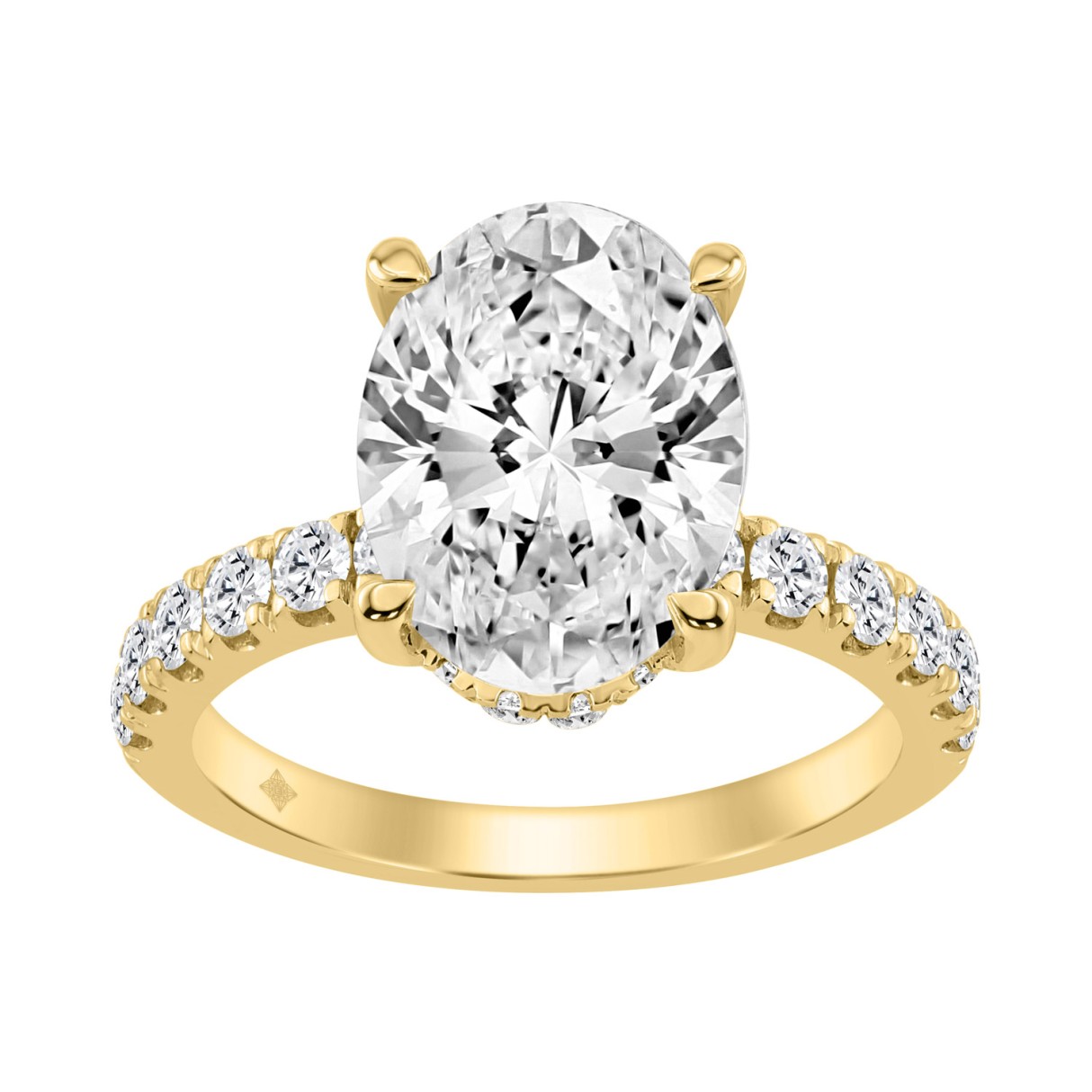 14K YELLOW GOLD 4 3/4CT ROUND/OVAL DIAMOND LADIES RING (CENTER STONE OVAL DIAMOND 4CT) 1 14K YELLOW GOLD 4 3/4CT ROUND/OVAL DIAMOND LADIES RING (CENTER STONE OVAL DIAMOND 4CT) - Image 1
