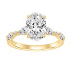 14K Yellow Gold Oval Diamond Ring 2 1/2CT With Round & Marquise Diamonds 2.00CT Oval Center stone (Color F-G  Clarity VS1/VS2)
