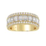 3.00 CT Fashion Band for Ladies Round & Radiant Cut Diamonds 14K Yellow Gold Luxury Band (Color F-G -Clarity VS1/VS2)