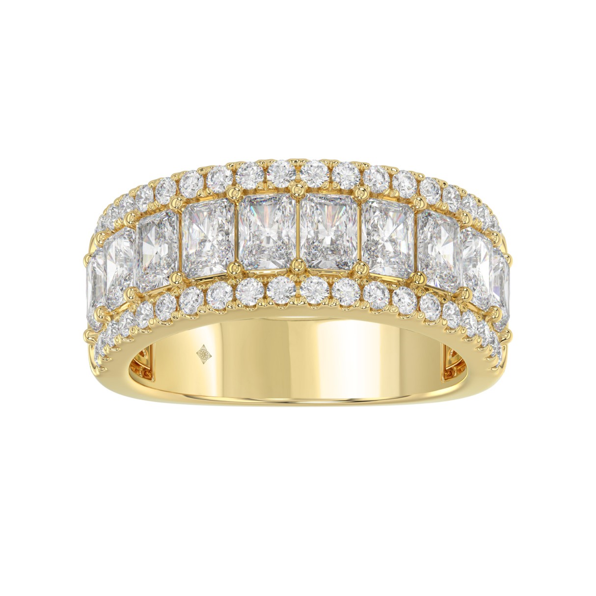 3.00 CT Fashion Band for Ladies Round & Radiant Cut Diamonds 14K Yellow Gold Luxury Band (Color F-G -Clarity VS1/VS2) 1 3.00 CT Fashion Band for Ladies Round & Radiant Cut Diamonds 14K Yellow Gold Luxury Band (Color F-G -Clarity VS1/VS2) - Image 1