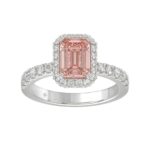 ETERNAL BLUSH COLLECTION 14K WHITE GOLD 4.00CT ROUND/EMERALD DIAMOND LADIES RING (CENTER STONE PINK EMERALD DIAMOND 3CT)