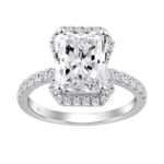 Ladies 14K White Gold Ladies Elegance-Ring 4 1/2CT Round & Radiant Lab Grown Cut Diamond 4.00CT Radiant Center stone (Color F-G -Clarity VS1/VS2)