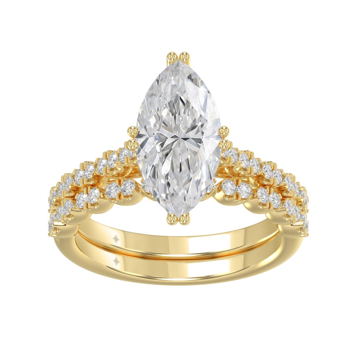 Ladies 14K Yellow Gold Ladies Elegance- Bridal Set 3 1/3CT Round & Marquise Diamonds 3.00CT Marquise Center stone (Color F-G -Clarity VS1/VS2) 1 Ladies 14K Yellow Gold Ladies Elegance- Bridal Set 3 1/3CT Round & Marquise Diamonds 3.00CT Marquise Center stone (Color F-G -Clarity VS1/VS2) - Image 1