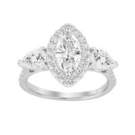 LADIES RING 2 1/2CT ROUND/MARQUISE/PEAR DIAMOND 14K WHITE GOLD (CENTER STONE MARQUISE DIAMOND 1CT )