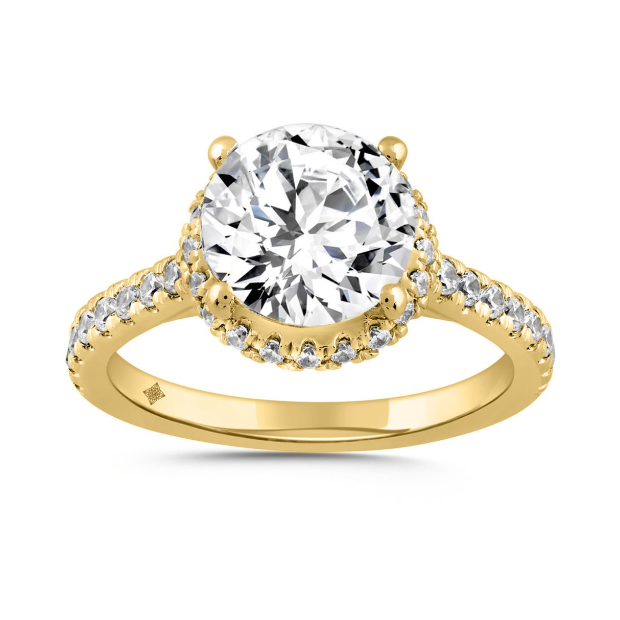 LADIES RING 3 1/2CT ROUND DIAMOND 14K YELLOW GOLD (CENTER STONE ROUND DIAMOND 3CT ) 1 LADIES RING 3 1/2CT ROUND DIAMOND 14K YELLOW GOLD (CENTER STONE ROUND DIAMOND 3CT ) - Image 1