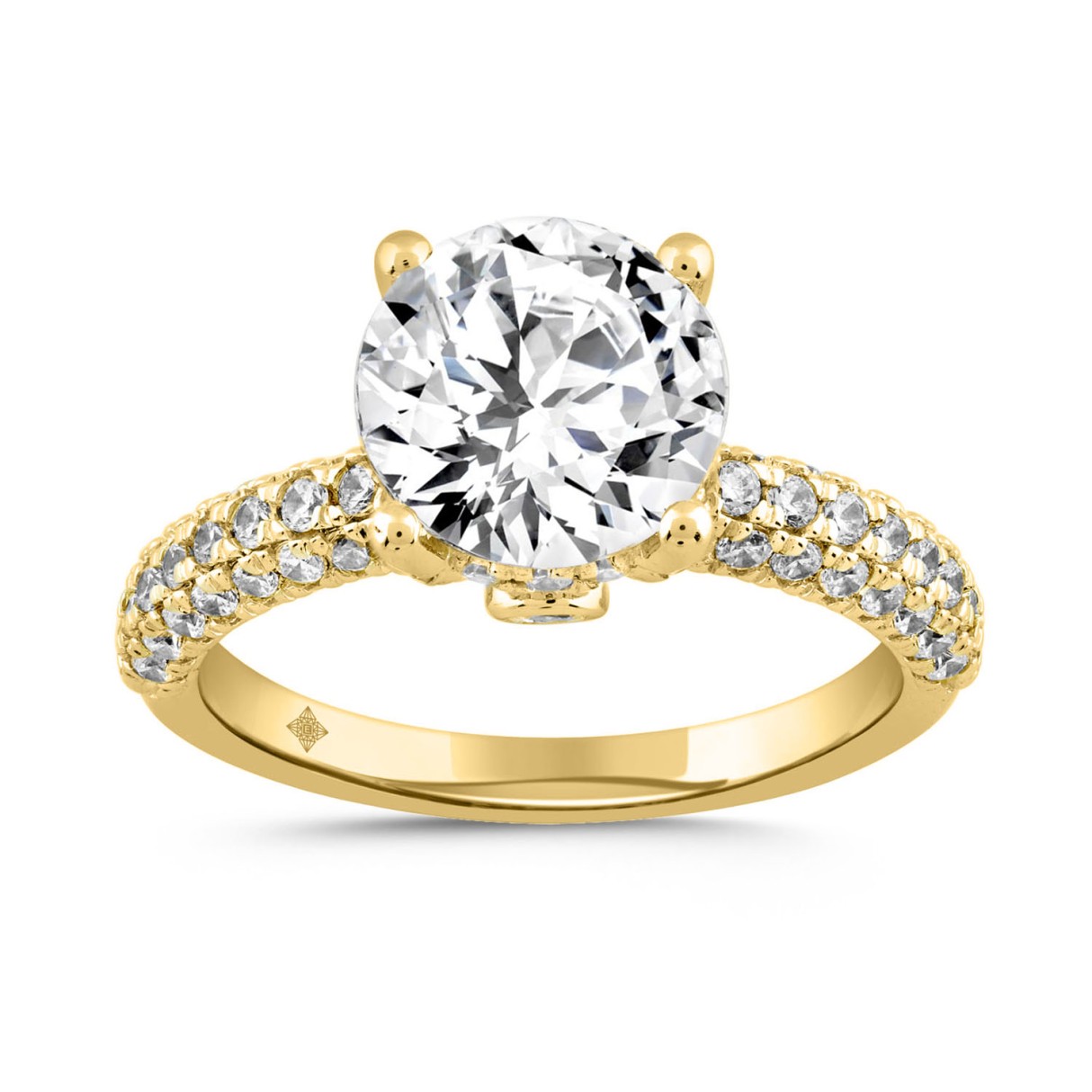 LADIES RING 3 3/4CT ROUND DIAMOND 14K YELLOW GOLD (CENTER STONE ROUND DIAMOND 3CT ) 1 LADIES RING 3 3/4CT ROUND DIAMOND 14K YELLOW GOLD (CENTER STONE ROUND DIAMOND 3CT ) - Image 1