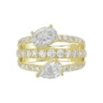 LADIES RING 3.00CT ROUND/PEAR/OVAL DIAMOND 14K YELLOW GOLD - Image 5