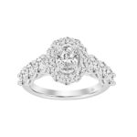 LADIES RING 3CT ROUND/OVAL DIAMOND 14K WHITE GOLD (CENTER STONE OVAL DIAMOND 1CT )