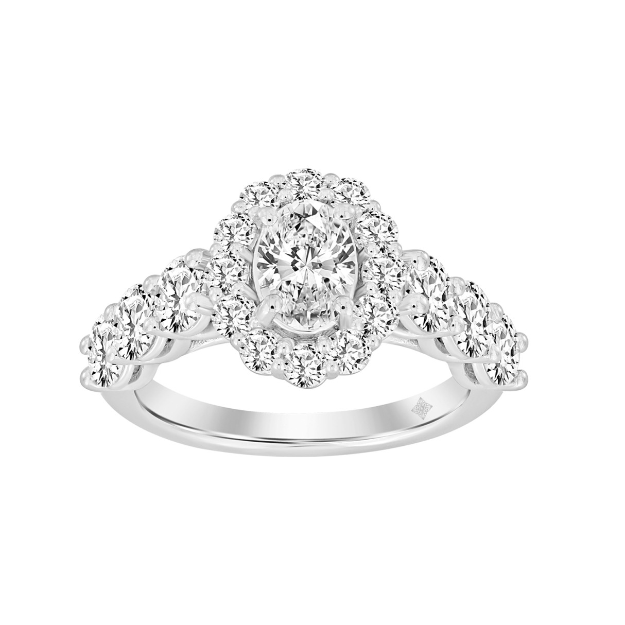 LADIES RING 3CT ROUND/OVAL DIAMOND 14K WHITE GOLD (CENTER STONE OVAL DIAMOND 1CT ) 1 LADIES RING 3CT ROUND/OVAL DIAMOND 14K WHITE GOLD (CENTER STONE OVAL DIAMOND 1CT ) - Image 1