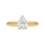 LADIES SOLITAIRE RING 1 1/2CT PEAR DIAMOND 14K YELLOW GOLD - Image 5
