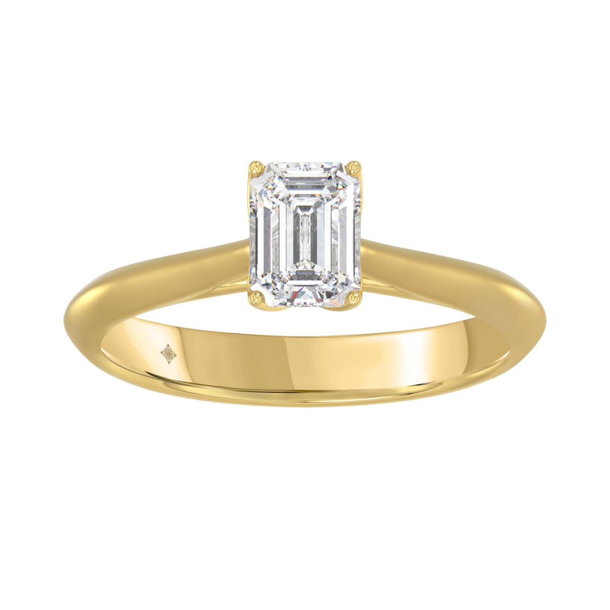 LADIES SOLITAIRE RING 1CT EMERALD DIAMOND 14K YELLOW GOLD 1 LADIES SOLITAIRE RING 1CT EMERALD DIAMOND 14K YELLOW GOLD - Image 1