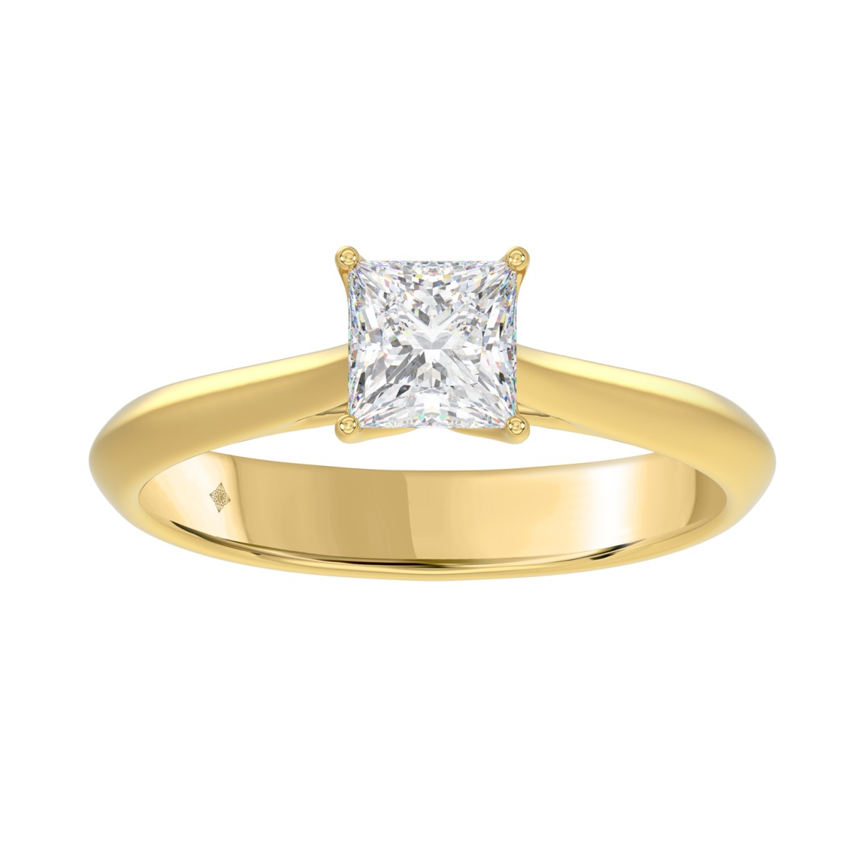 LADIES SOLITAIRE RING 1CT PRINCESS DIAMOND 14K YELLOW GOLD 1 LADIES SOLITAIRE RING 1CT PRINCESS DIAMOND 14K YELLOW GOLD - Image 1