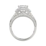 Luxury 14K White Gold Ladies Diamond Ring 4.00CT Round, Emerald & Baguette Diamonds with 3.00CT Emerald  Center stone (Color F-G -Clarity VS1/VS2) - Image 2