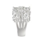 This is a diamond 14k cluster Ladies 2CT Ring featuring Marquise-shaped and round-cut diamonds in a leaf or floral motif set in white gold (Color F-G - Image 4