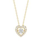 LADIES DANCING DIAMOND PENDANT WITH CHAIN 3/4CT ROUND DIAMOND 14K YELLOW GOLD (CENTER STONE ROUND DIAMOND 1/2CT)