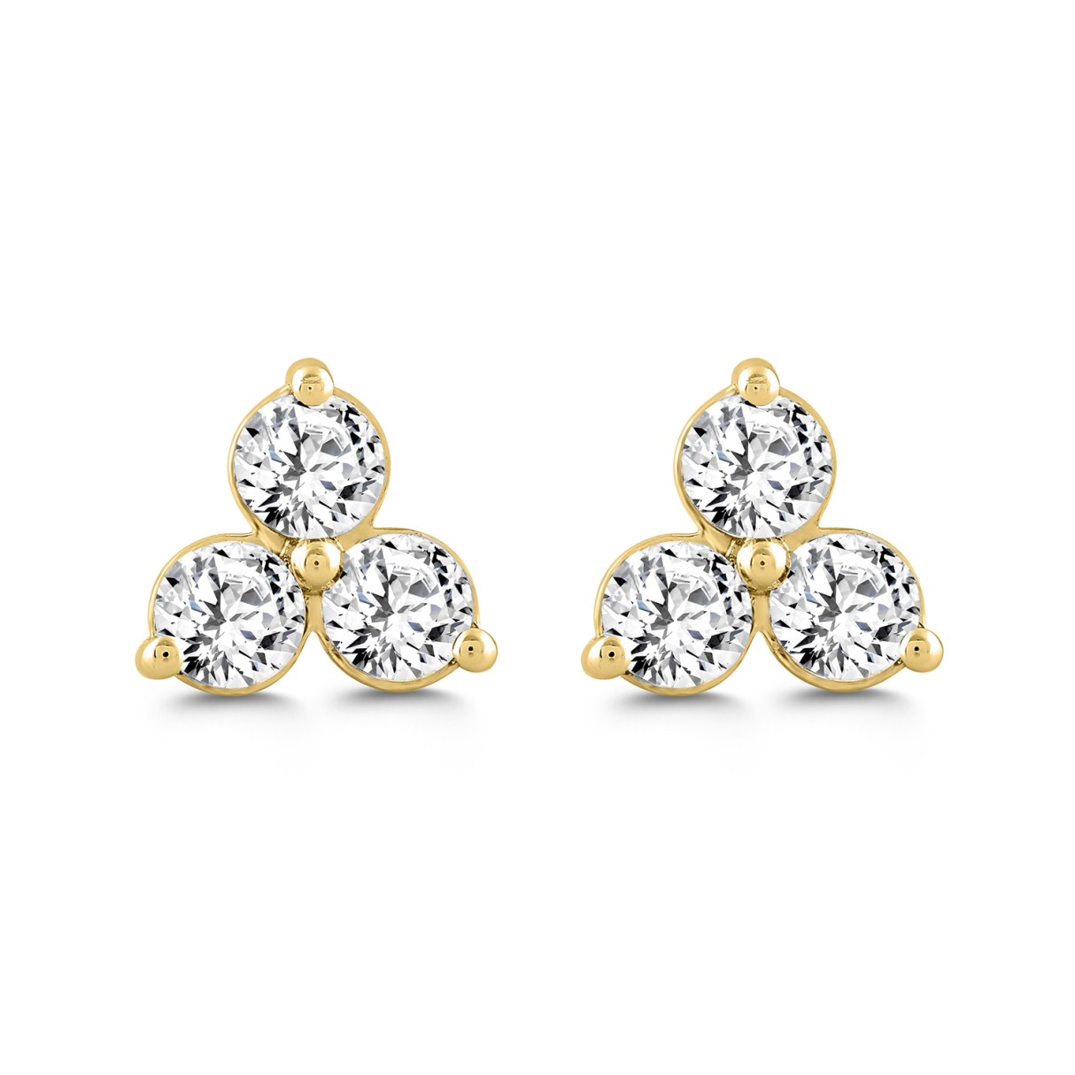 LADIES EARRINGS 1CT ROUND DIAMOND 14K YELLOW GOLD 1 LADIES EARRINGS 1CT ROUND DIAMOND 14K YELLOW GOLD - Image 1