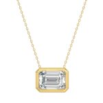 LADIES SOLITAIRE PENDANT 2CT EMERALD DIAMOND 14K YELLOW GOLD