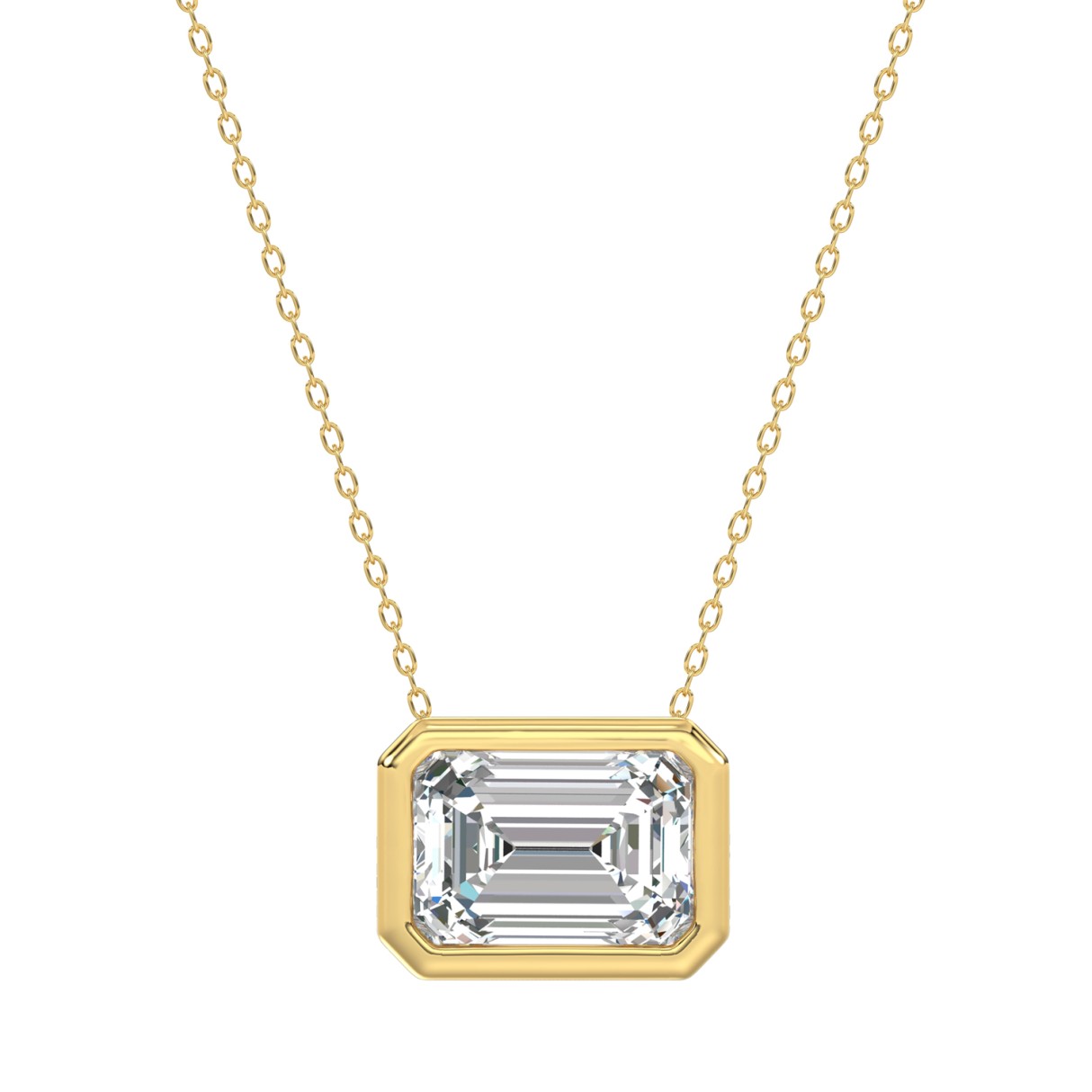 LADIES SOLITAIRE PENDANT 2CT EMERALD DIAMOND 14K YELLOW GOLD 1 LADIES SOLITAIRE PENDANT 2CT EMERALD DIAMOND 14K YELLOW GOLD - Image 1