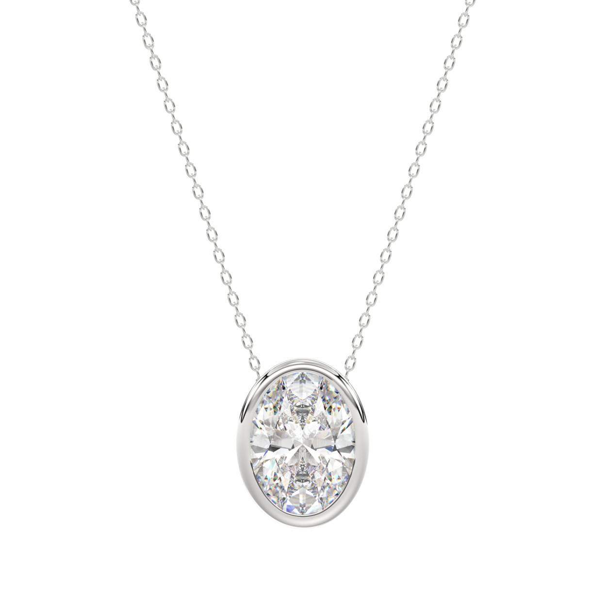 LADIES SOLITAIRE PENDANT 2CT OVAL DIAMOND 14K WHITE GOLD 1 LADIES SOLITAIRE PENDANT 2CT OVAL DIAMOND 14K WHITE GOLD - Image 1
