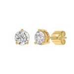 14K YELLOW GOLD 3CT ROUND DIAMOND LADIES SOLITAIRE EARRINGS (CENTER STONE  ROUND DIAMOND 1 1/2CT) - Image 3