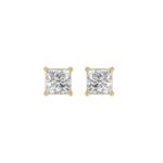 LADIES SOLITAIRE EARRINGS 1 1/2CT PRINCESS DIAMOND 14K YELLOW GOLD (CENTER STONE  PRINCESS DIAMOND 3/4CT)