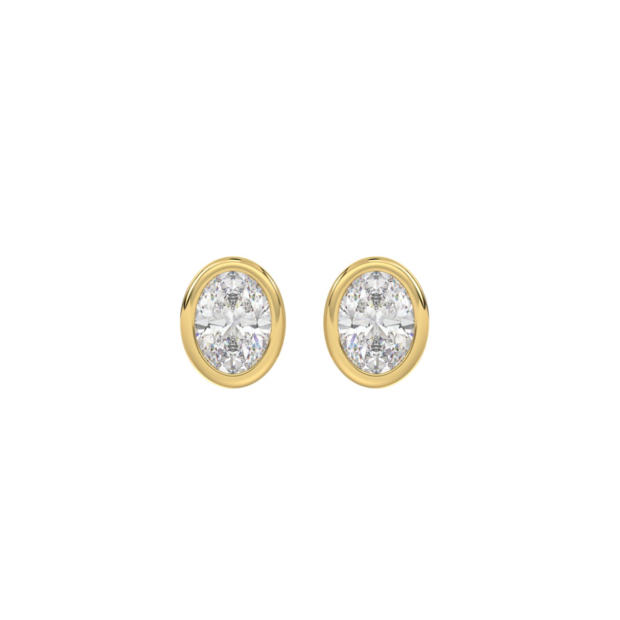 LADIES SOLITAIRE EARRINGS 1CT OVAL DIAMOND 14K YELLOW GOLD 1 LADIES SOLITAIRE EARRINGS 1CT OVAL DIAMOND 14K YELLOW GOLD - Image 1