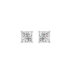 LADIES SOLITAIRE EARRINGS 1CT PRINCESS DIAMOND 14K WHITE GOLD