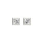 LADIES SOLITAIRE EARRINGS 1CT PRINCESS DIAMOND 14K WHITE GOLD