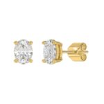 LADIES SOLITAIRE EARRINGS 2 1/2CT OVAL DIAMOND 14K YELLOW GOLD - Image 2