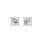 LADIES SOLITAIRE EARRINGS 2 1/2CT PRINCESS DIAMOND 14K WHITE GOLD