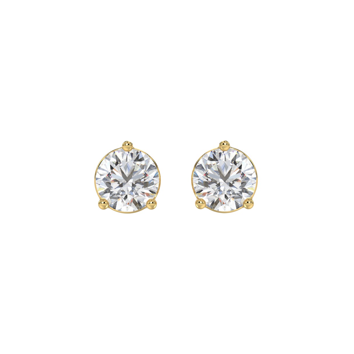 LADIES SOLITAIRE EARRINGS 2 1/2CT ROUND DIAMOND 14K YELLOW GOLD 1 LADIES SOLITAIRE EARRINGS 2 1/2CT ROUND DIAMOND 14K YELLOW GOLD - Image 1